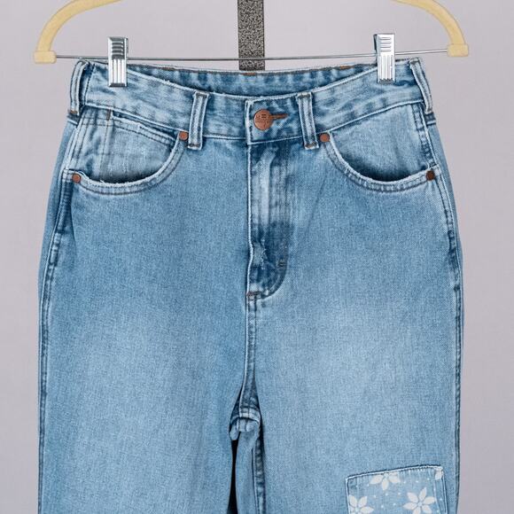 Wrangler x Billabong Women's Flare Jeans Size 27 Patchwork Floral Retro Cowgirl - Picture 2 of 8